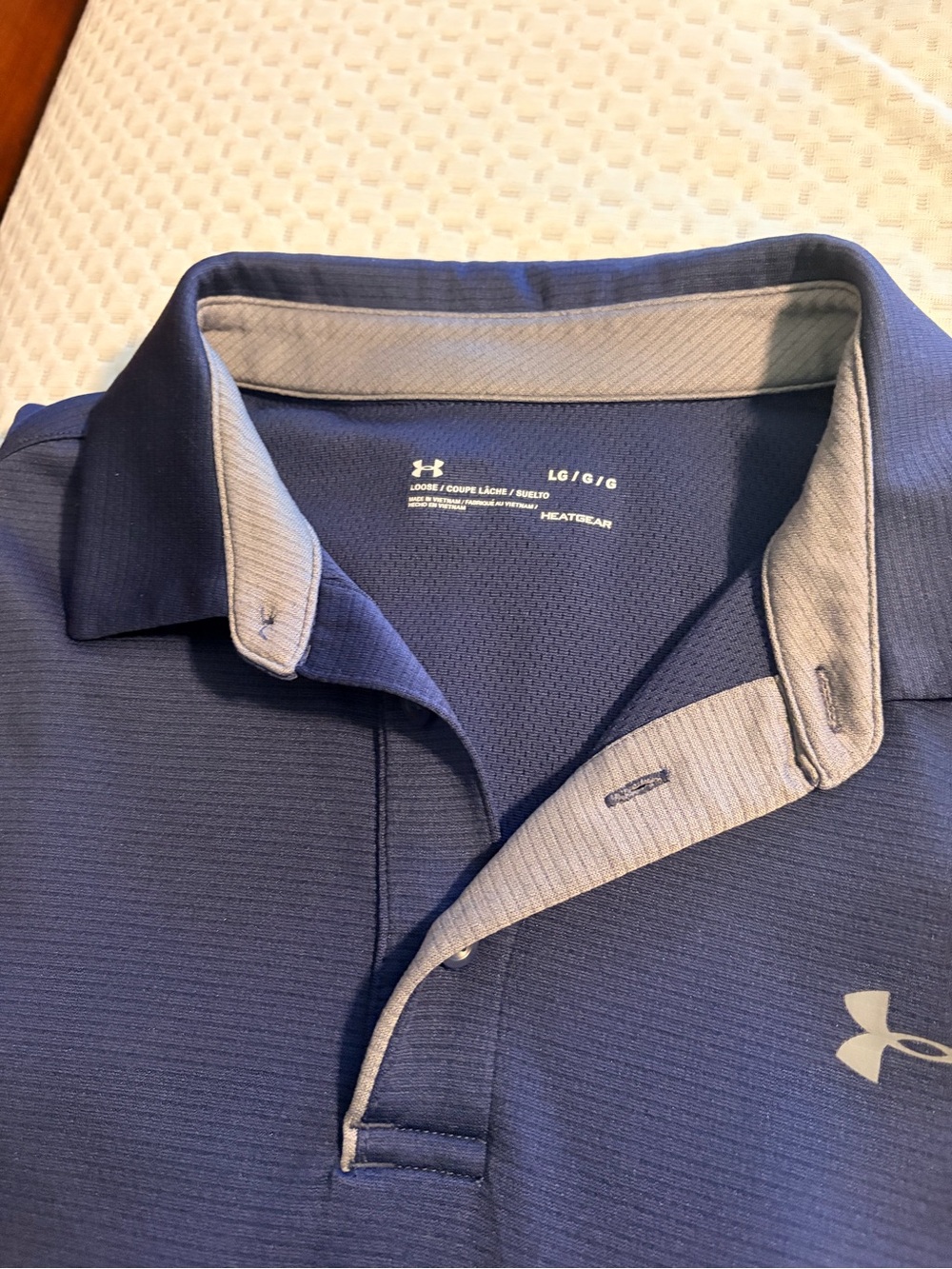 Under Armour Men’s Navy and Light Gray Tech Polo